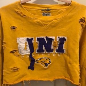 LF Furst of a Kind Distressed Cropped Sweatshirt